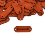 Sada etiket nubuk premium "Handmade" / rez / 15 x 40 mm / 5 ks.