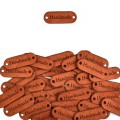 Metka nubuk "Handmade" / rudy / 15 x 40 mm