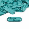 Zestaw metek nubuk premium "Ręczna robota" / turkus / 15 x 40 mm / 5 szt.