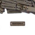 Zestaw metek nubuk premium "RĘKODZIEŁO" / mocca / 12 x 40 mm / 5 szt.