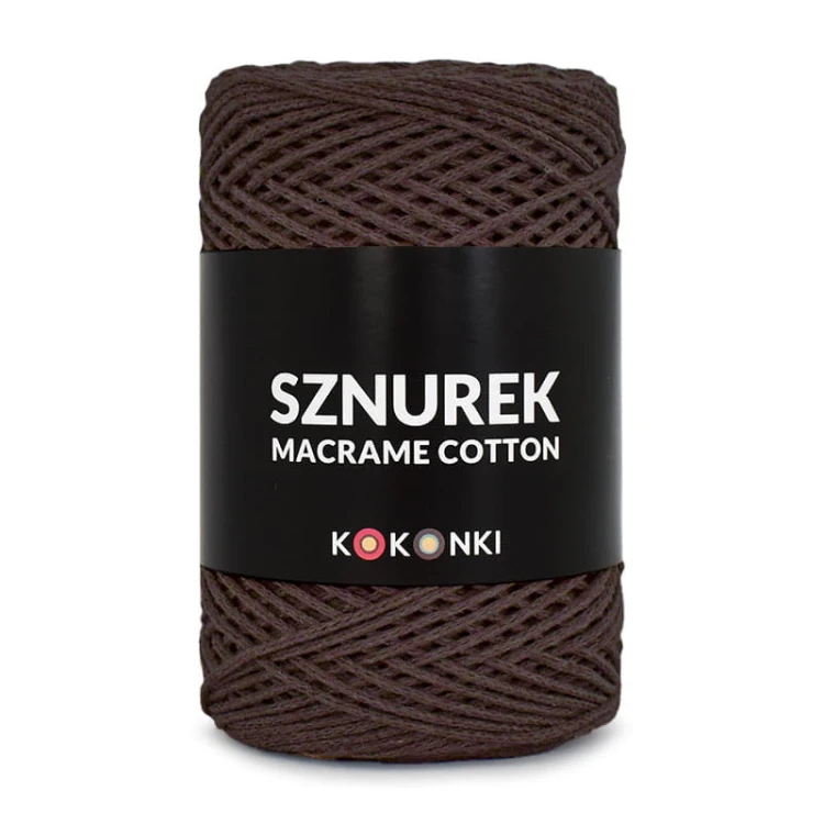 Sznurek Macrame Cotton by KOKONKI 2mm / rolka 200m / brąz