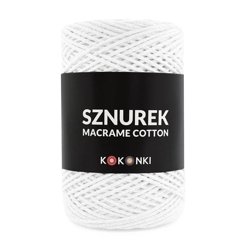 Sznurek Macrame Cotton by KOKONKI 2mm / rolka 200m / biel (wiązany)