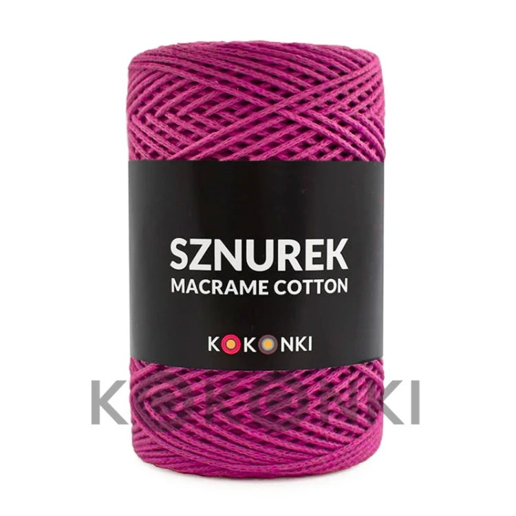 Sznurek Macrame Cotton by KOKONKI 2mm / rolka 200m / piwonia (wiązany)