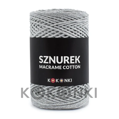 Sznurek Macrame Cotton by KOKONKI 2mm / rolka 200m / szary (wiązany)