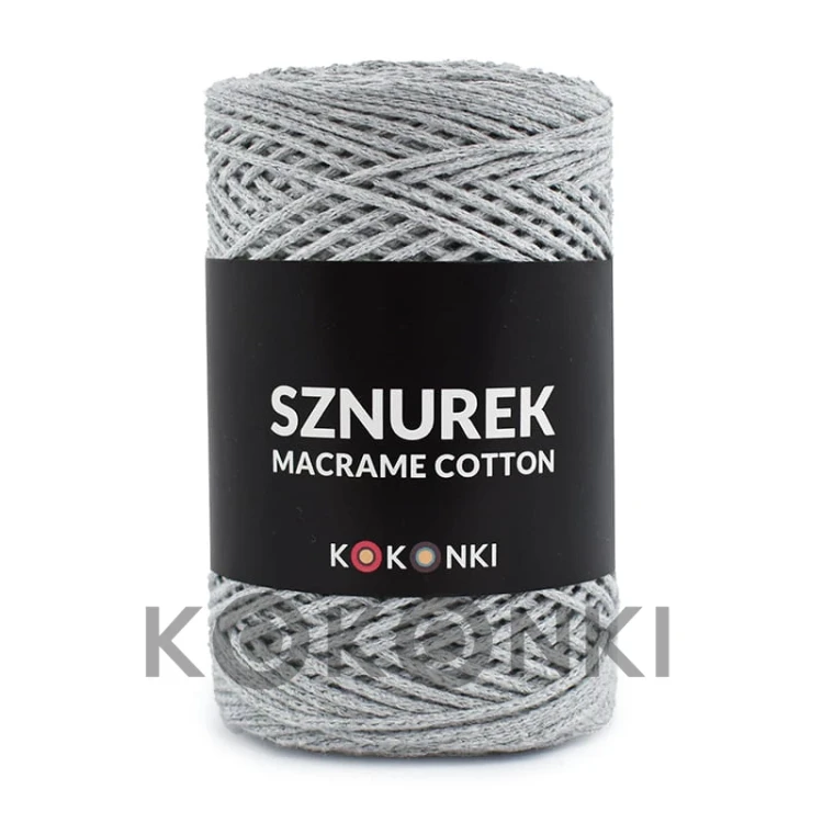 Sznurek Macrame Cotton by KOKONKI 2mm / rolka 200m / szary (wiązany)