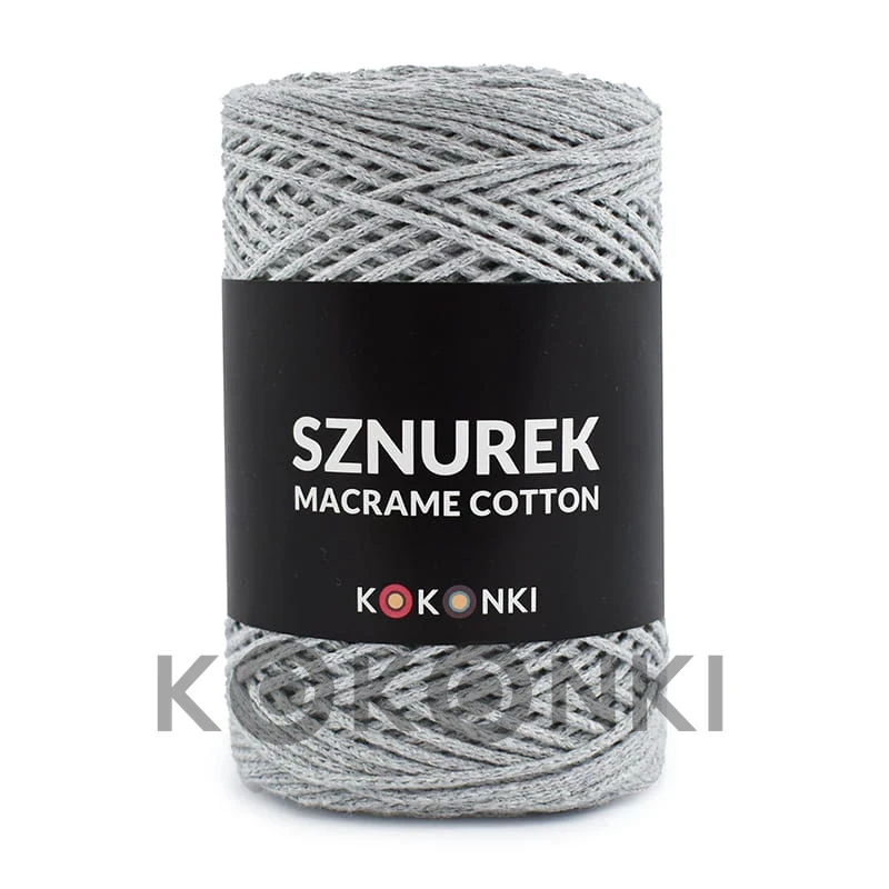Sznurek Macrame Cotton by KOKONKI 2mm / rolka 200m / szary (wiązany)