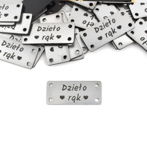 Zestaw metek metalizowanych "Dzieło rąk" / srebro / 15 x 33 mm / 5 szt.