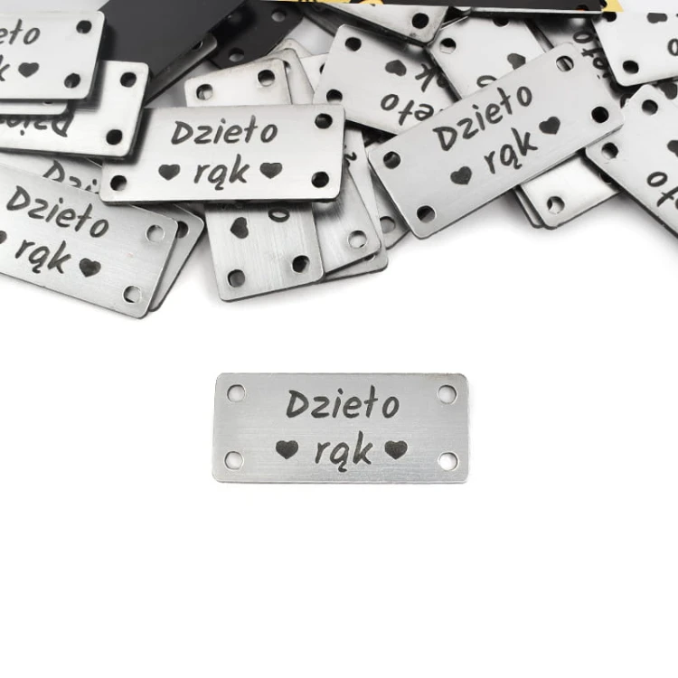 Zestaw metek metalizowanych "Dzieło rąk" / srebro / 15 x 33 mm / 5 szt.