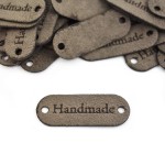 Zestaw metek nubuk premium "Handmade" / mocca / 15 x 40 mm / 5 szt. 