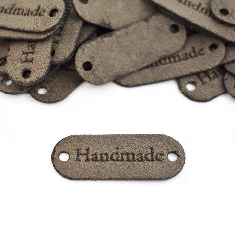 Zestaw metek nubuk premium "Handmade" / mocca / 15 x 40 mm / 5 szt. 