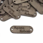 Sada etiket nubuk premium "Ruční Robota" / mocca / 15 x 40 mm / 5 ks.