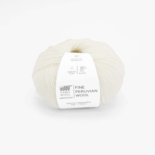Włóczka Gabo Wool Fine Peruvian Wool 8873 / naturalna biel
