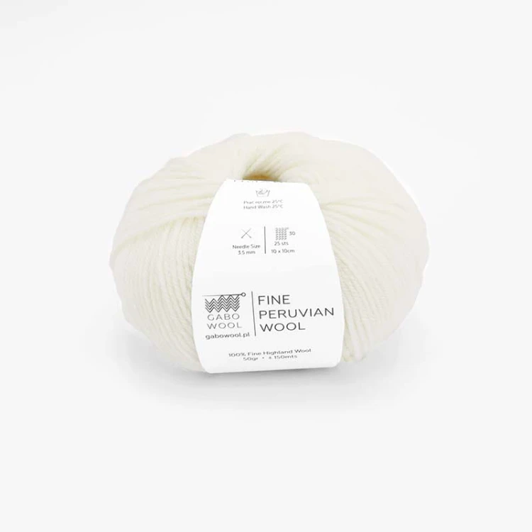Włóczka Gabo Wool Fine Peruvian Wool 8873 / naturalna biel