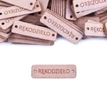 Sada cedulek nubuk premium "RUČNÍ PRÁCE" / Špinavá růžová / 12 x 40 mm / 5 ks.
