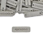 Sada etiket nubuk premium "RUČNÍ PRÁCE" / Šedá / 12 x 40 mm / 5 ks.