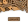 Zestaw metek skóra naturalna premium "Handmade" / chłodny brąz / 40 x 12 mm / 5 szt.