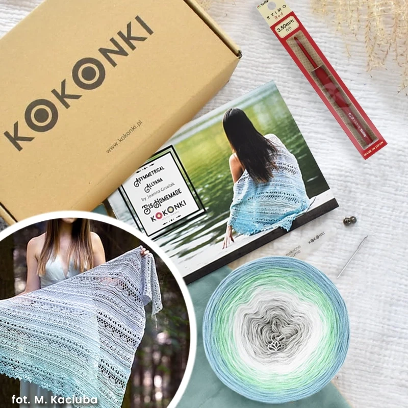 Zestaw na chustę Asymmetrical Allyana 170A / szydełko / KOKONEK_Nature NT082