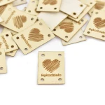 Sada cedulek eko kůže ''Ruční práce'' srdce / Krém / 30 x 20 mm / 5 ks.