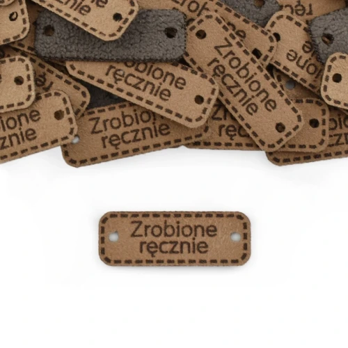 Zestaw metek altara premium "Zrobione ręcznie" / mleczna czekolada / 30 x 11 mm / 5 szt.
