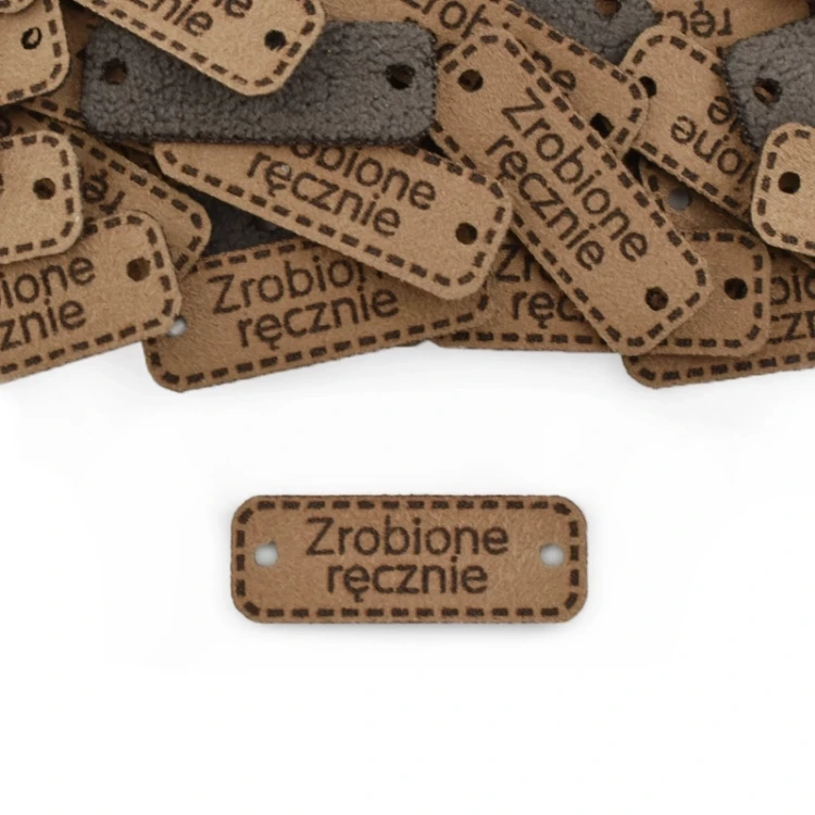 Zestaw metek altara premium "Zrobione ręcznie" / mleczna czekolada / 30 x 11 mm / 5 szt.