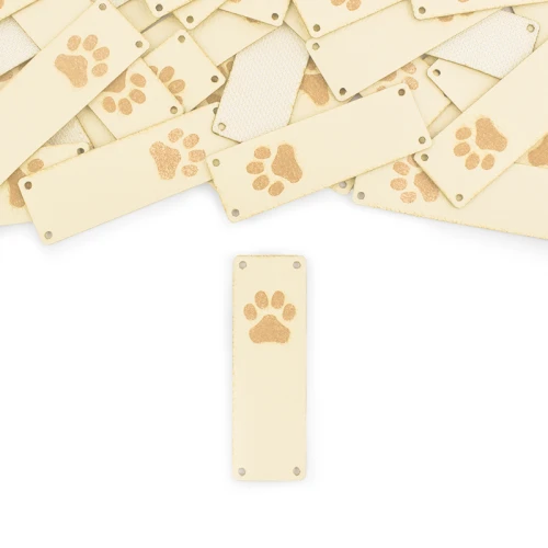Zestaw metek ekoskóra premium "Łapka" / krem / 60 x 20 mm / 5 szt.