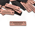 Sada etiket metalizovaných "Handmade Limited Edition" / růžová / 40 x 12 mm / 5 ks.