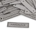 Zestaw metek nubuk premium "Handmade" / szary / 16 x 60 mm / 5 szt