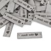 Zestaw metek nubuk premium "Made with ♥" / szary / 15 x 50 mm / 5 szt.