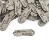 Zestaw metek nubuk premium "Ręczna robota" / szary / 15 x 40 mm / 5 szt.