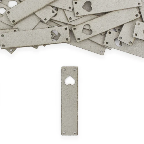 Zestaw metek nubuk premium "Serce" / szary / 60 x 15 mm / 5 szt.