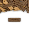 Zestaw metek skóra naturalna premium "Handmade" / brąz / 40 x 12 mm / 5 szt.