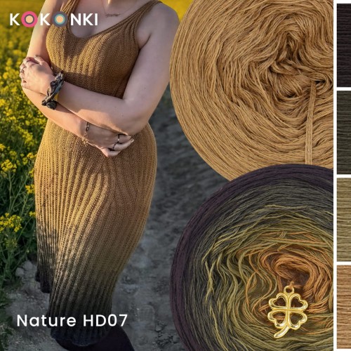 Zestaw na sukienkę Handasa Dress Nature HD07 / Gorzka czekolada/khaki/ciemna oliwka/masło orzechowe + dawca masło orzechowe