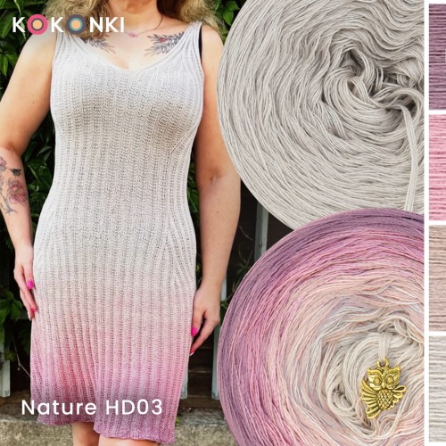 Zestaw na sukienkę Handasa Dress Nature HD03 / Blady fiolet/malinowy róż/brudny róż/popielaty + dawca popielaty