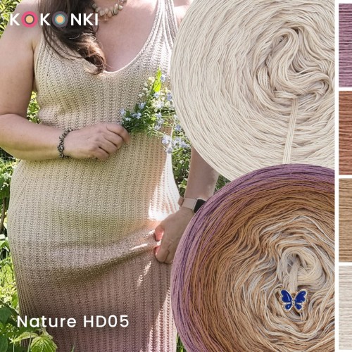 Zestaw na sukienkę Handasa Dress Nature HD05 / Blady fiolet/kakao/ciemny beż/beż + dawca beż