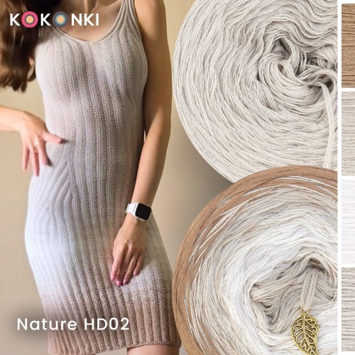 Zestaw na sukienkę Handasa Dress Nature HD02 / Ciemny beż/beż/beza/popielaty + dawca popielaty