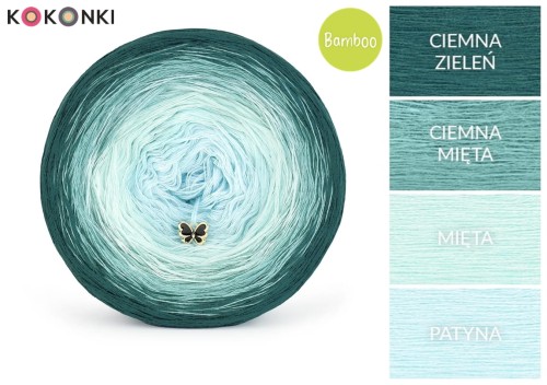 KOKONEK Bamboo BB65 - Ciemna zieleń/ciemna mięta/mięta/patyna / 4 nitki / 1200 m / 240 g - GOTOWY