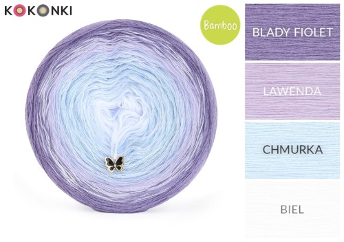 KOKONEK Bamboo BB67 - Blady fiolet/lawenda/chmurka/biel / 4 nitki / 1200 m / 240 g