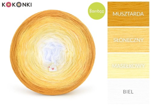 KOKONEK Bamboo BB69 - Musztarda/słoneczny/masełkowy/biel / 4 nitki / 1200 m / 240 g - GOTOWY