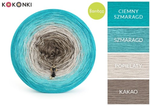 KOKONEK Bamboo BB76 - Ciemny szmaragd/szmaragd/popielaty/kakao / 4 nitki / 1200 m / 240 g - GOTOWY