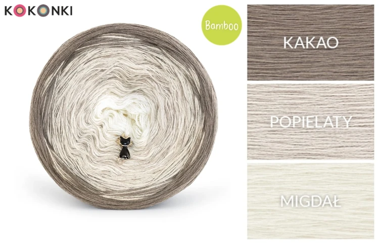 KOKONEK Bamboo BB77 - Kakao/popielaty/migdał / 4 nitki / 1200 m / 240 g - GOTOWY