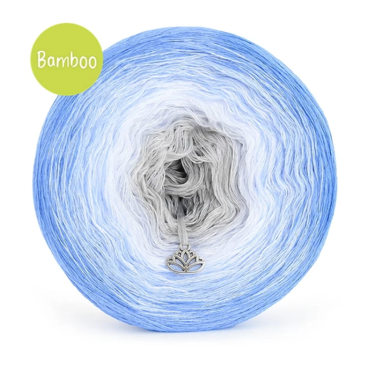 KOKONEK Bamboo BB83 - Niebieski/jasne indygo/biel/jasny szary / 4 nitki / 1200 m / 240 g - GOTOWY