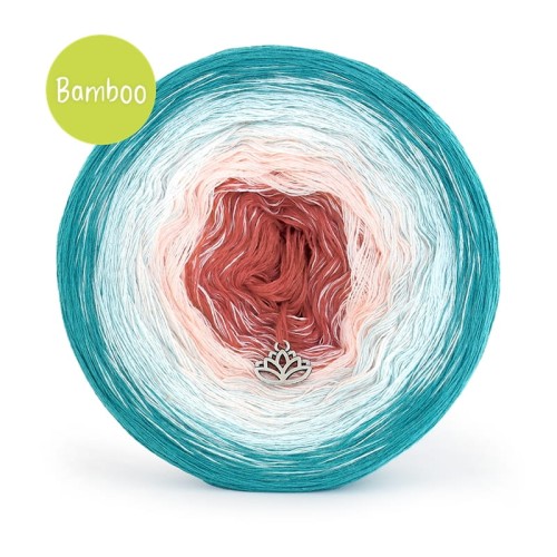 KOKONEK Bamboo BB88 - Ciemny szmaragd/patyna/łososiowy/rudy / 4 nitki / 1200 m / 240 g - GOTOWY