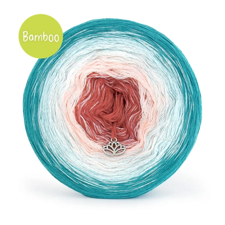 KOKONEK Bamboo BB88 - Ciemny szmaragd/patyna/łososiowy/rudy / 4 nitki / 1200 m / 240 g - GOTOWY