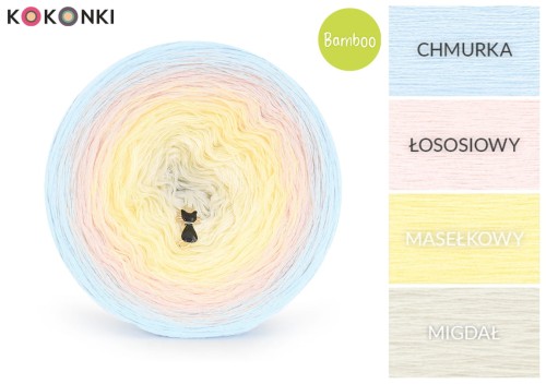KOKONEK Bamboo BB73 - Chmurka/łososiowy/masełkowy/migdał / 4 nitki / 1200 m / 240 g - GOTOWY