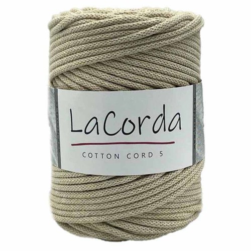 Sznurek La Corda Cotton Cord  5mm / rolka 100m / 760 piaskowy