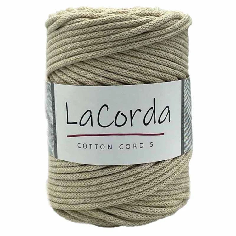 Sznurek La Corda Cotton Cord  5mm / rolka 100m / 760 piaskowy