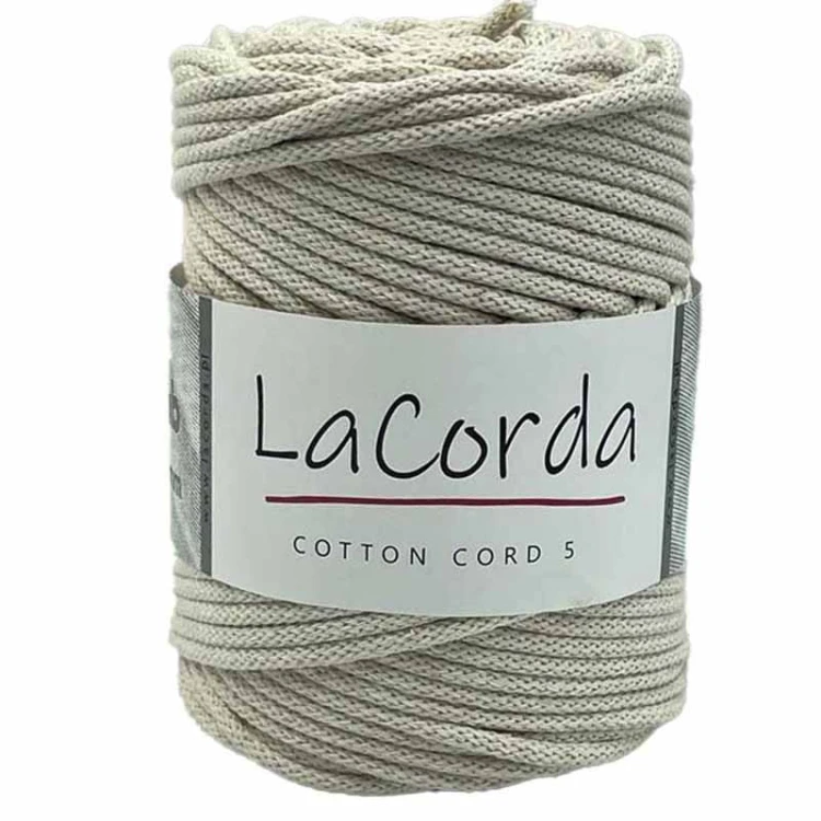 Sznurek La Corda Cotton Cord  5mm / rolka 100m / 190 naturalny