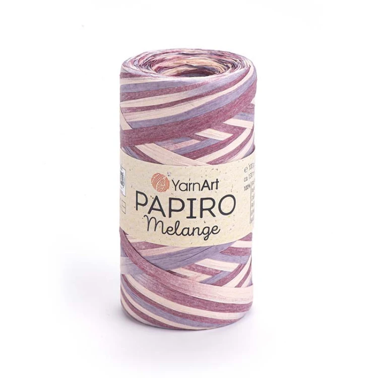 Włóczka Yarnart Papiro Melange 2310 / rafia papierowa / bordo-fiolet-róż