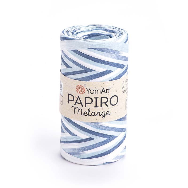 Włóczka Yarnart Papiro Melange 2311 / rafia papierowa / niebieski-biały