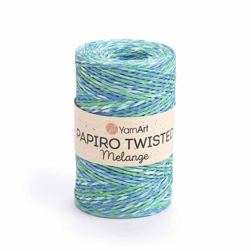 Włóczka Yarnart Papiro Twisted Melange 2303 / rafia papierowa / niebiesko-zielony